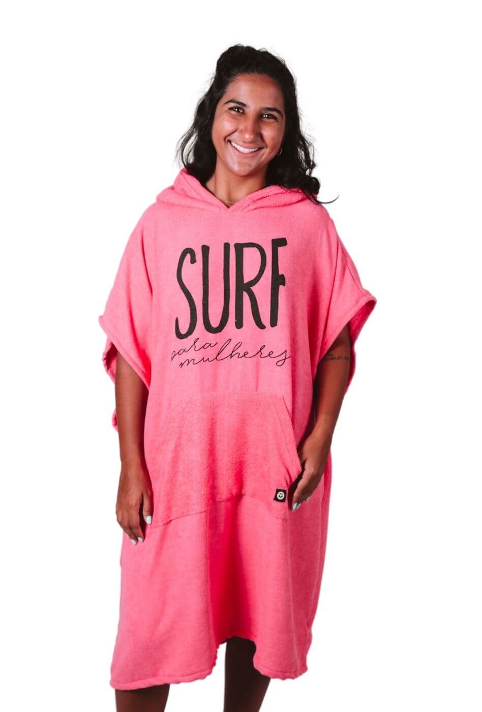 Poncho atoalhado de surf para mulheres rosa | Roupão de surfista