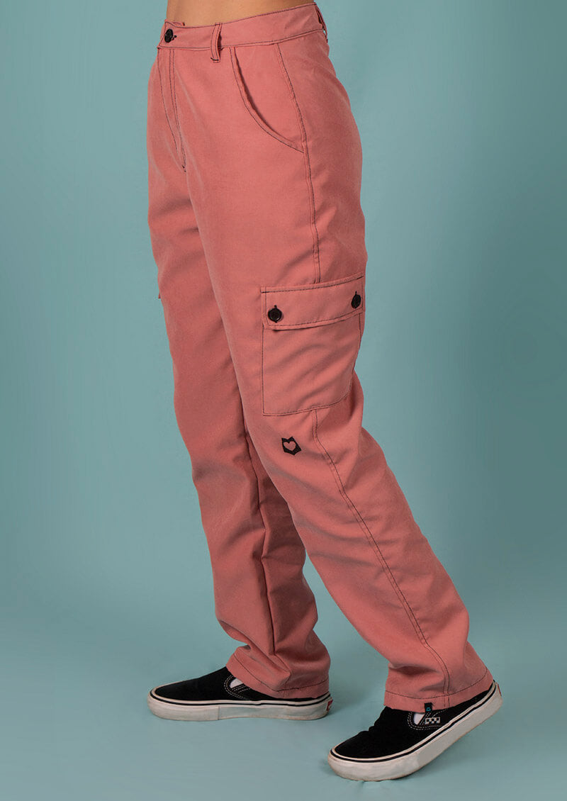 Calça cargo rosa cintura alta sarja - Loveboard
