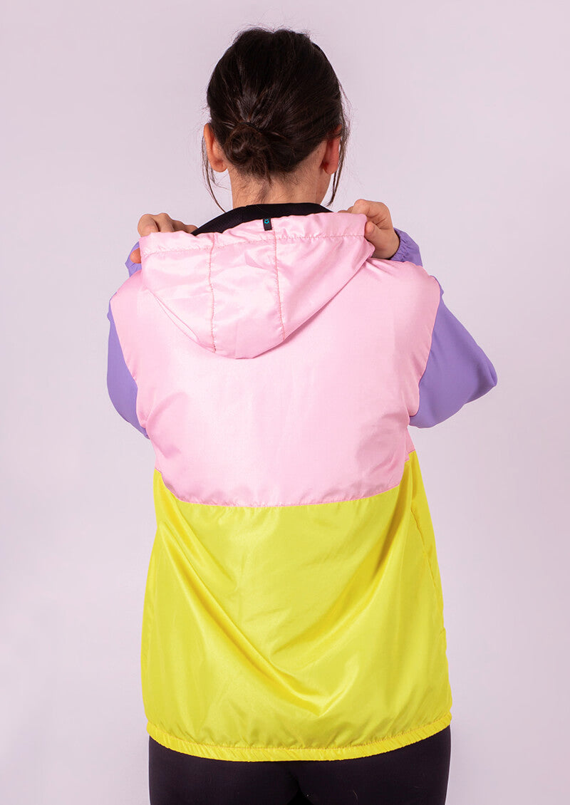 Jaqueta corta vento impermeável forrada com recortes colorida - Loveboard